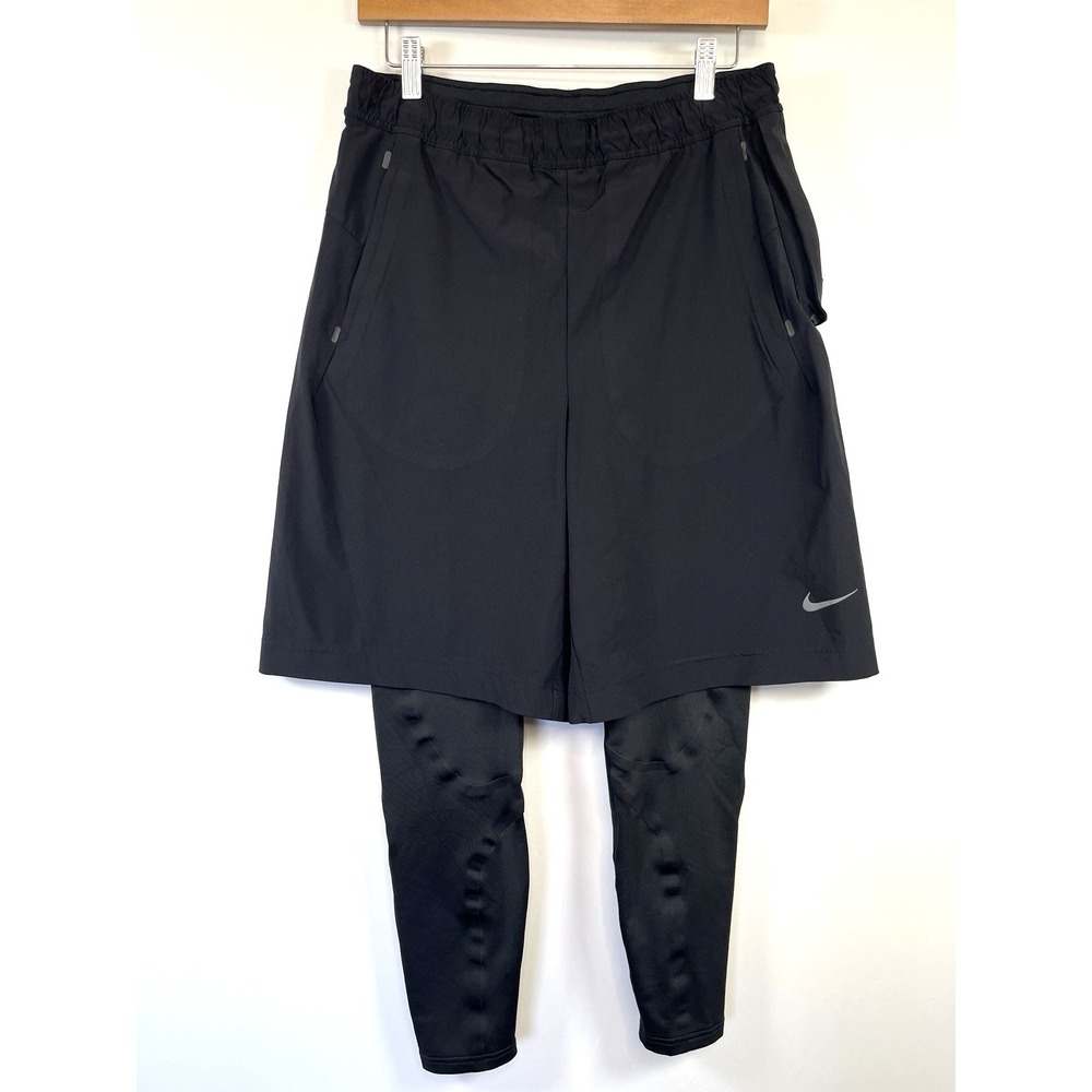 Nike Mens TR Hybrid  2-in-1 Dri-Fit Shorts/Thighs Size M Black‎ Running  849795
